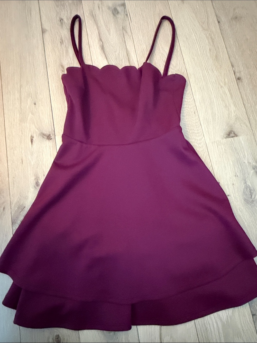 Scallop hem mini dress